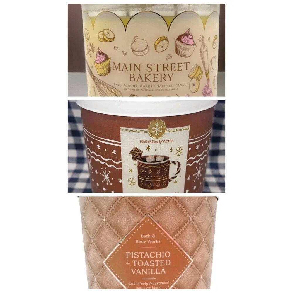 Bath & Body Works Bakery Candle Lot 3-Wick Set Main Street Bakery Chai Cookie - Picture 1 of 4